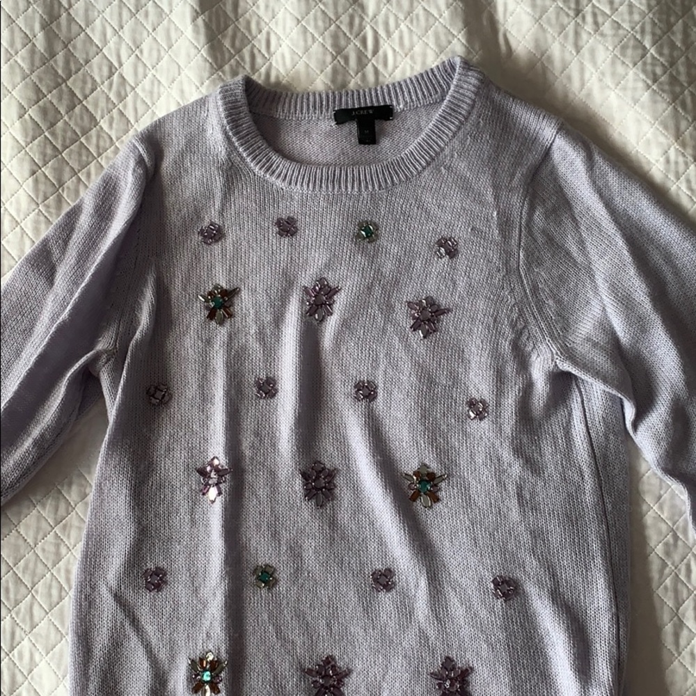 Lilac jeweled J.Crew sweater